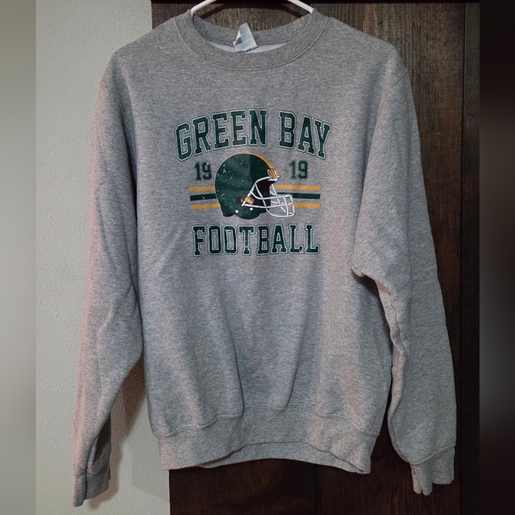Sweaters - Green Bay Football Crewneck Sweatshirt - Gray